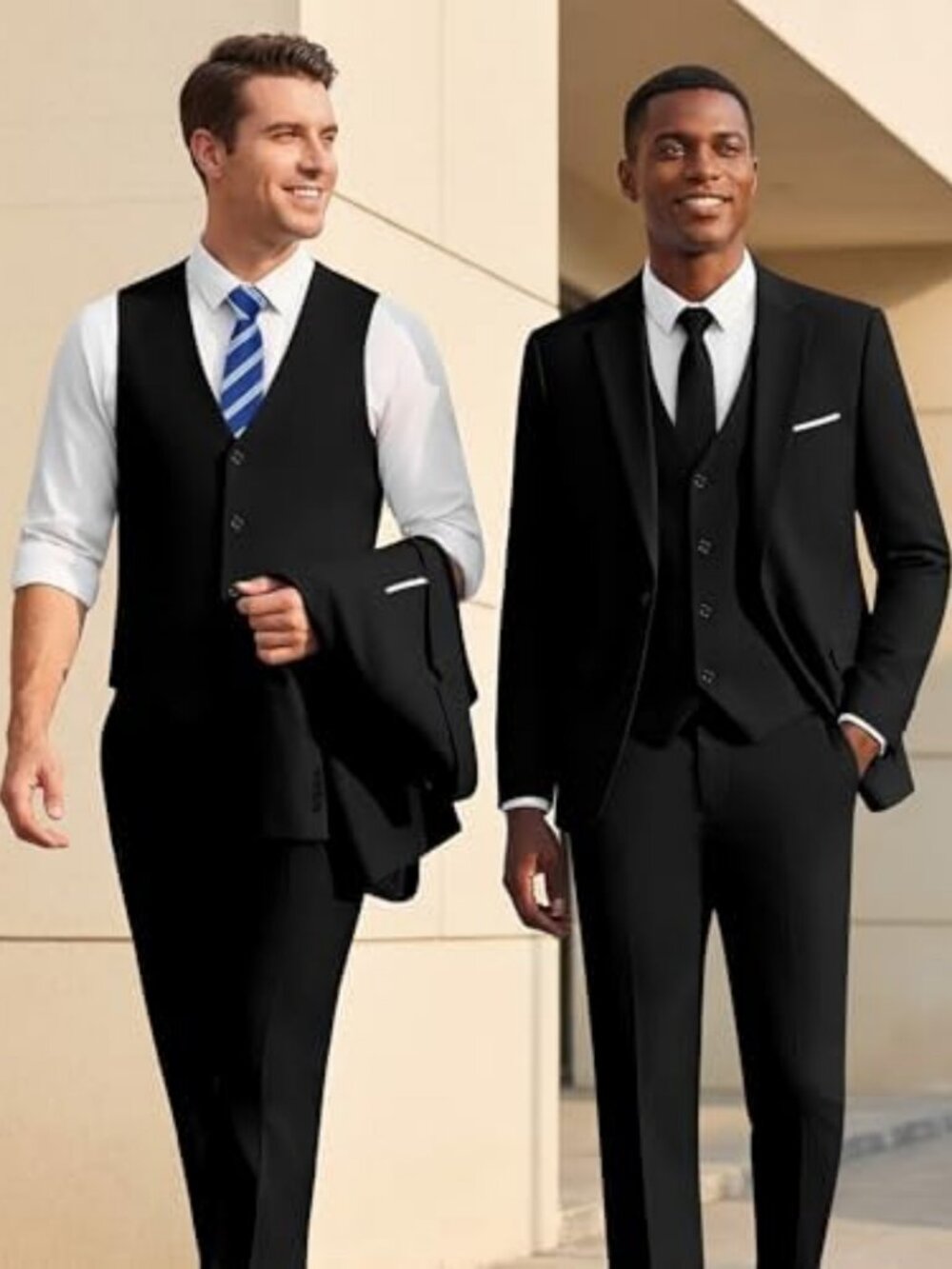 Slim Fit 3-Piece Suit Set for Men - One Button Blazer, Vest & Pants for Weddings - Picture 2 of 6